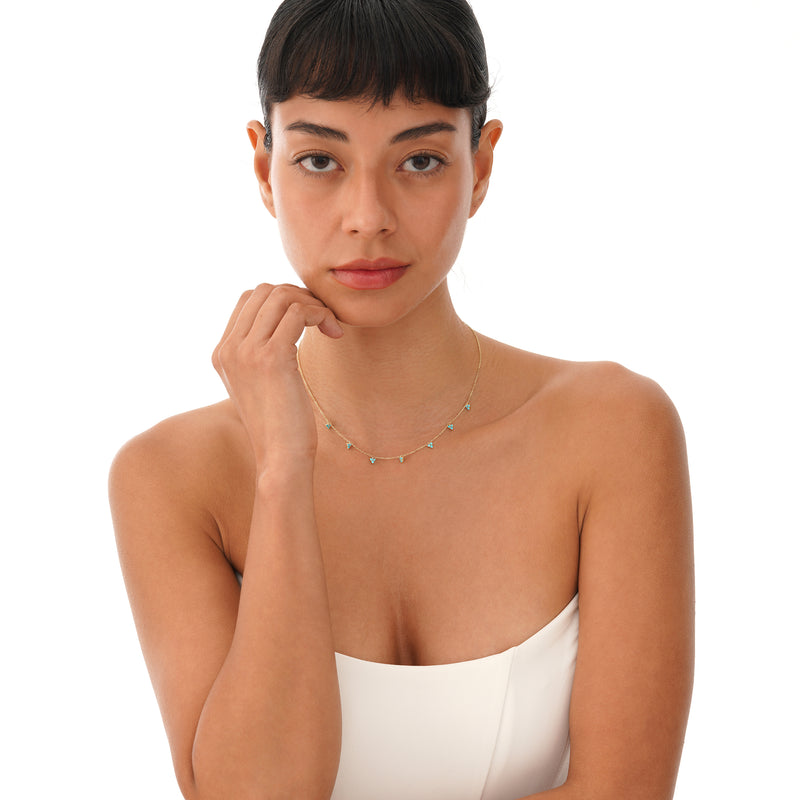 Dainty Turquoise Station Necklace, Elarosia