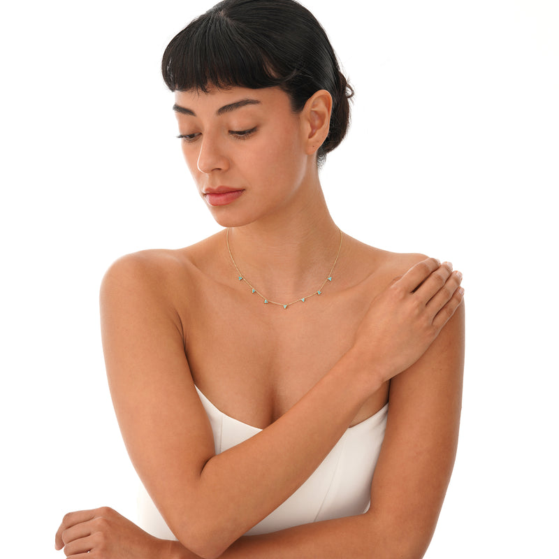 Dainty Turquoise Station Necklace, Elarosia