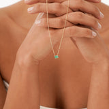 Solid Gold Emerald Oval Necklace, Loa
