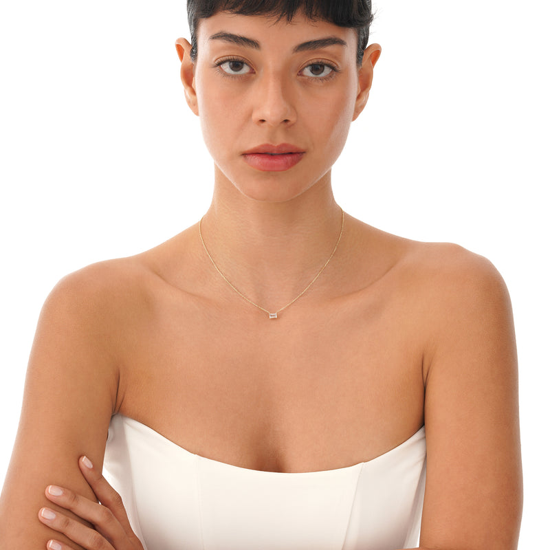 Emerald Cut Morganite Necklace, Lexa