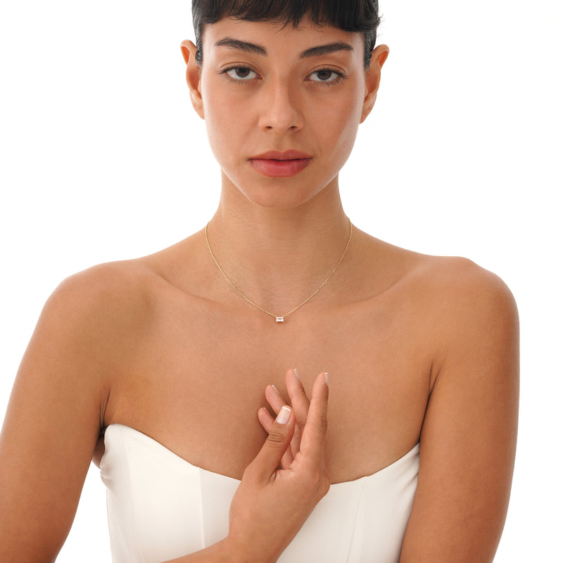 Emerald Cut Morganite Necklace, Lexa