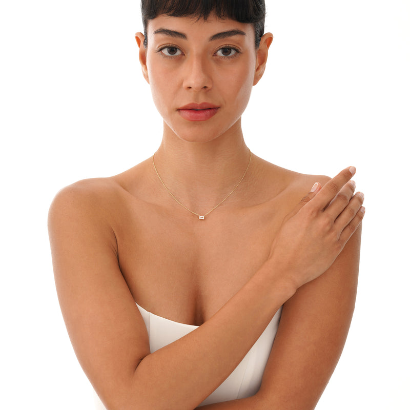 Emerald Cut Morganite Necklace, Lexa