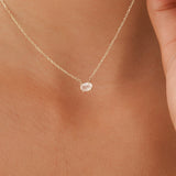 Solid Gold Rose Quartz Oval Necklace, Loa