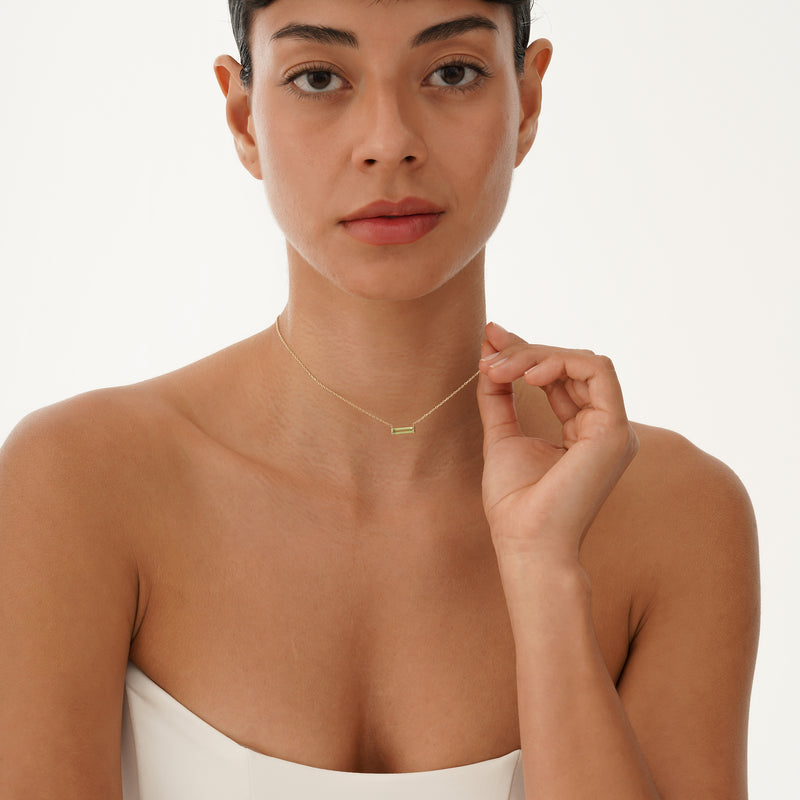 Natural Baguette Peridot Necklace, Vix