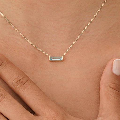 Natural Baguette Aquamarine Necklace, Vix