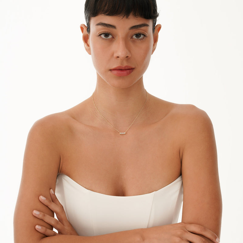 Natural Baguette Sky Blue Topaz Necklace, Vix