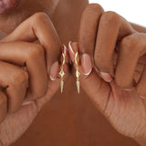 Gold Spike Dangle Huggie Hoop Earrings, Nyrene