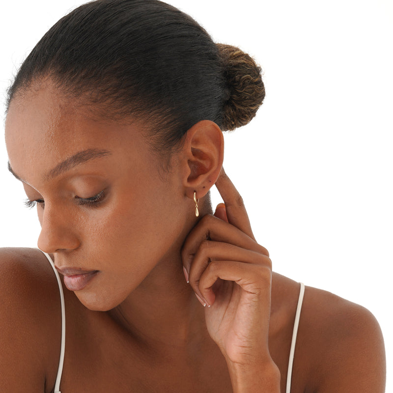 Gold Dangle Huggie Hoop Earrings, Sorentha