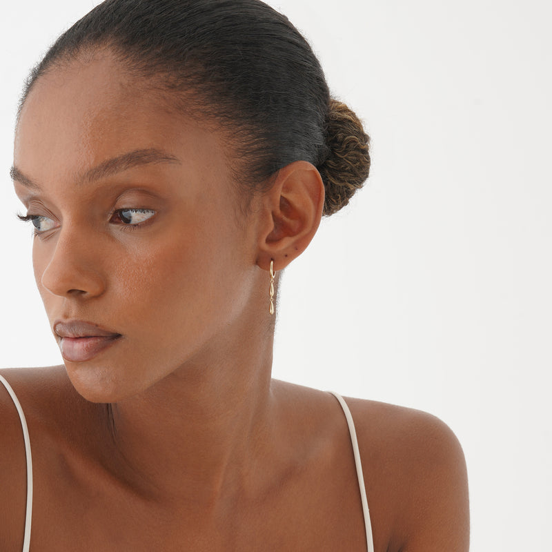 Gold Teardrop Dangle Huggie, Sorentha