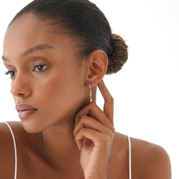 Gold Teardrop Dangle Huggie, Sorentha