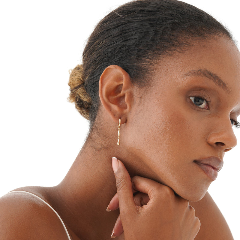Gold Teardrop Dangle Huggie, Sorentha