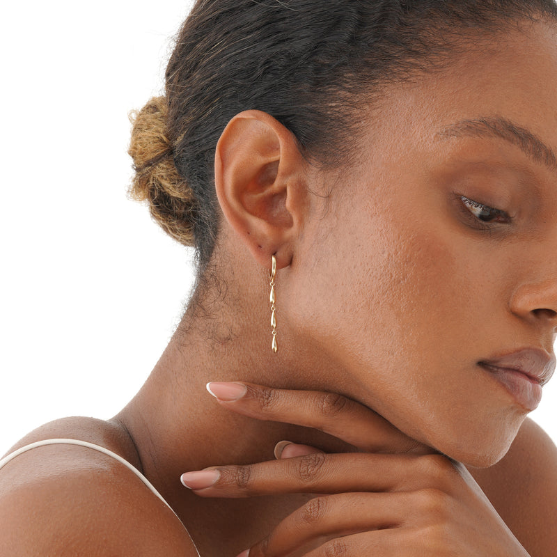 Solid Gold Triple Teardrop Hoops, Sorentha