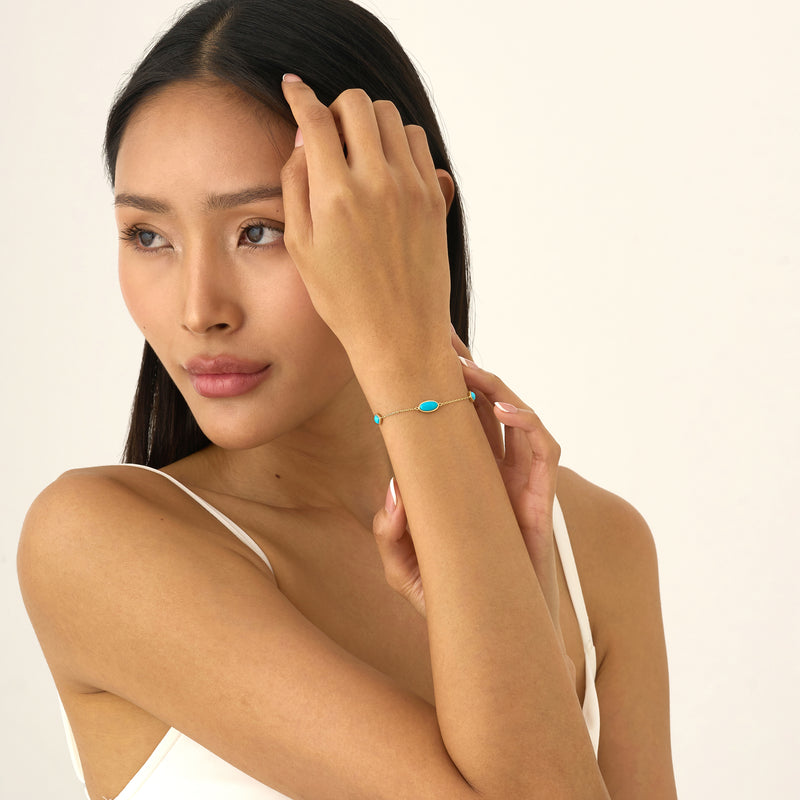 Oval Turquoise Station Bracelet, Tindra