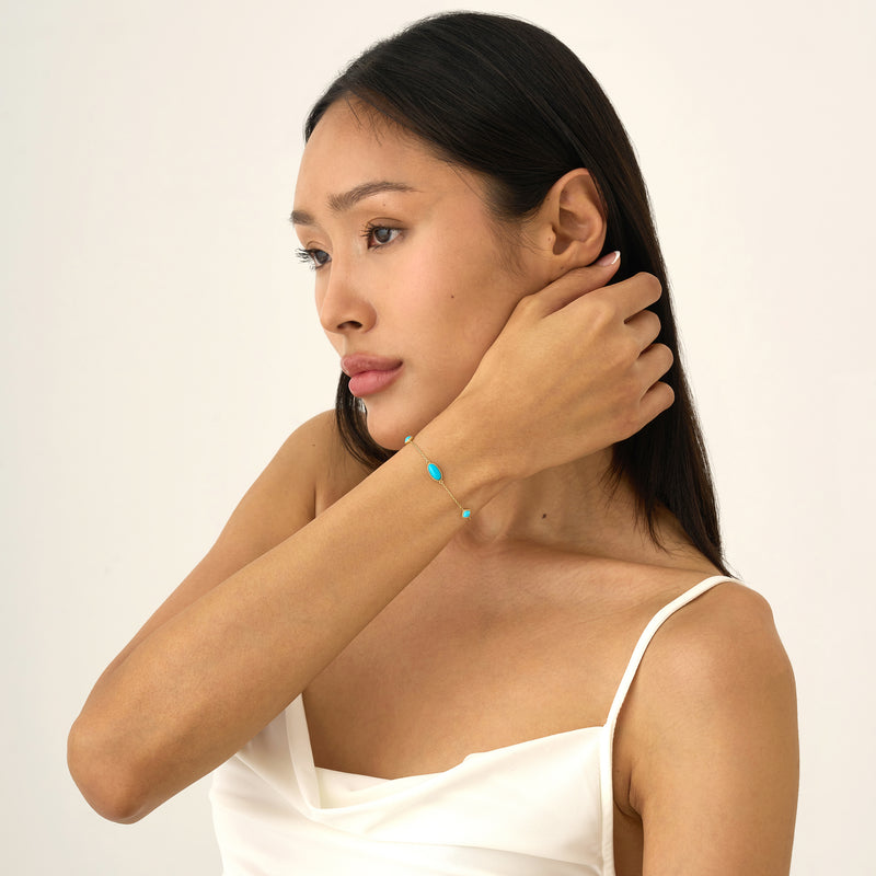 Oval Turquoise Station Bracelet, Tindra