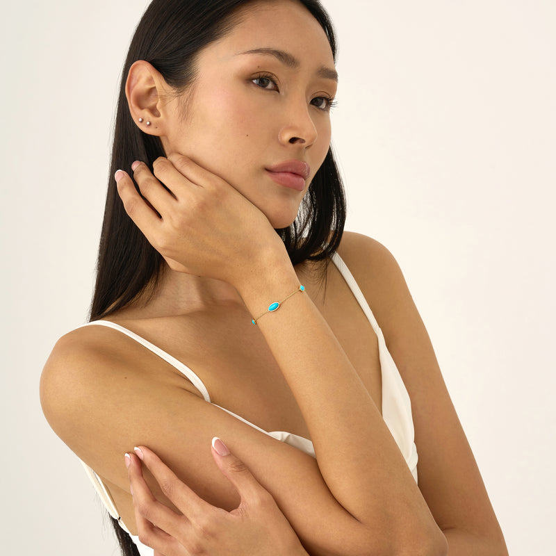Oval Turquoise Station Bracelet, Tindra