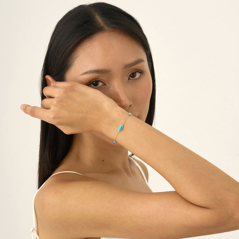 Oval Turquoise Station Bracelet, Tindra