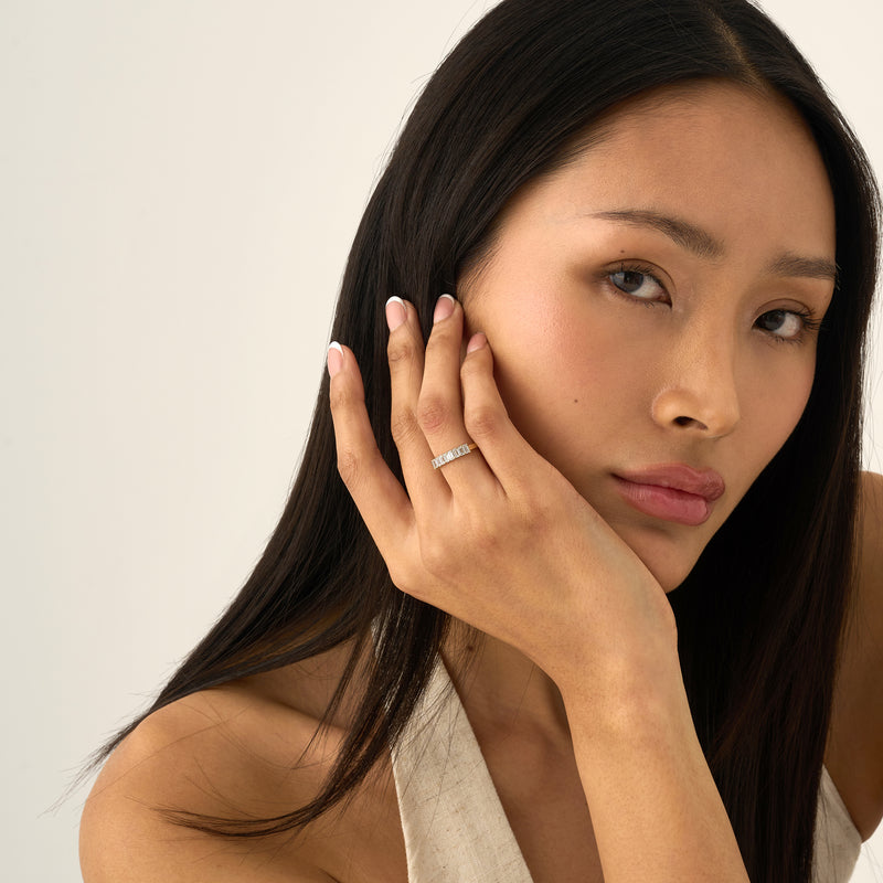 Half Eternity Diamond Band, Baguette Ring, Delphine