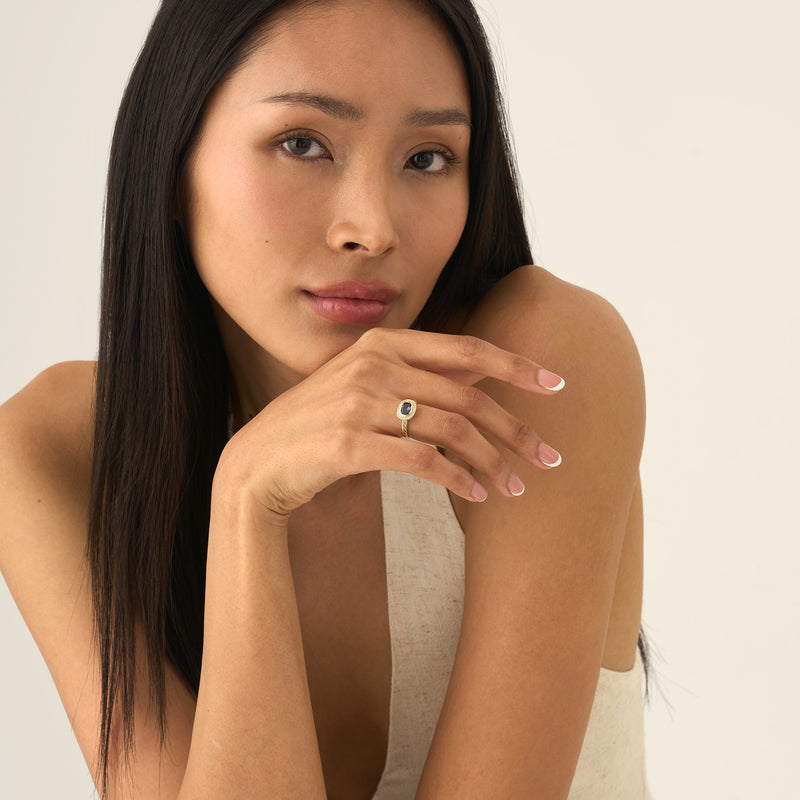 Natural London Blue Topaz & Diamond Ring, Faelina