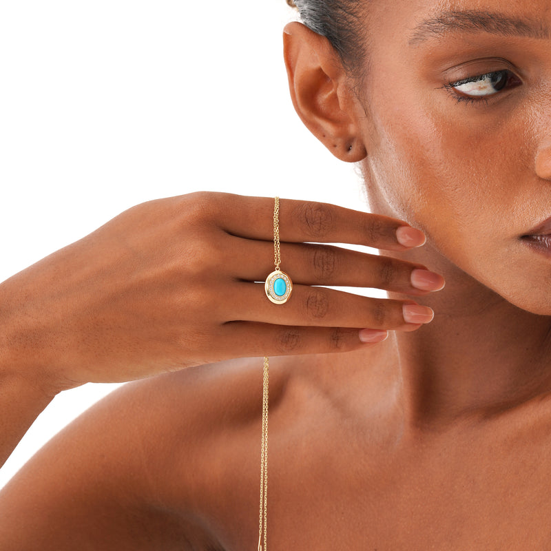 Oval Turquoise Gemstone Necklace, Ysoltine