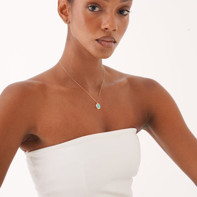 Oval Turquoise Gemstone Necklace, Ysoltine