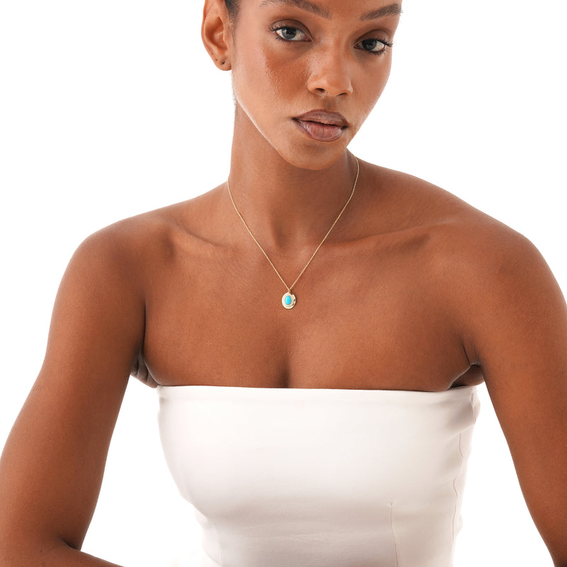 Oval Turquoise Gemstone Necklace, Ysoltine
