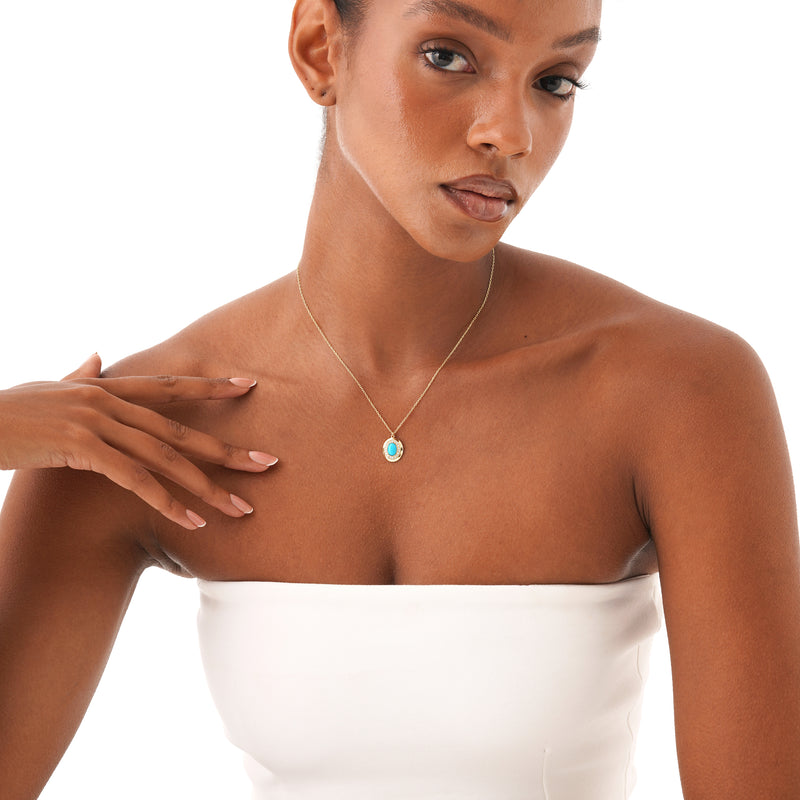 Oval Turquoise Gemstone Necklace, Ysoltine