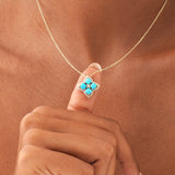 Turquoise & Lab Grown Diamond Clover Necklace, Elowith