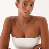 Turquoise and Lab Diamond Station Necklace, Tyrene