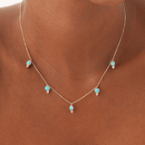 Turquoise and Lab Grown Diamond Drop Necklace, Isantha