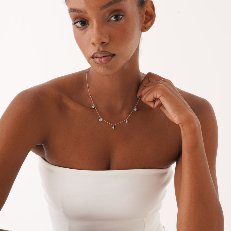 Turquoise Flower Station Necklace, Velisse