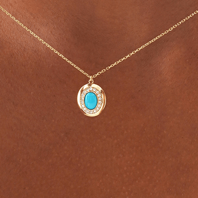 Oval Turquoise Gemstone Necklace, Ysoltine