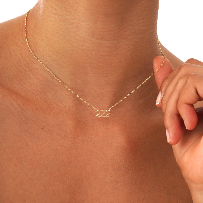 Gold Angel Number 222 Necklace, Nythara
