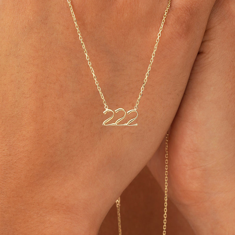 Gold Angel Number 222 Necklace, Nythara