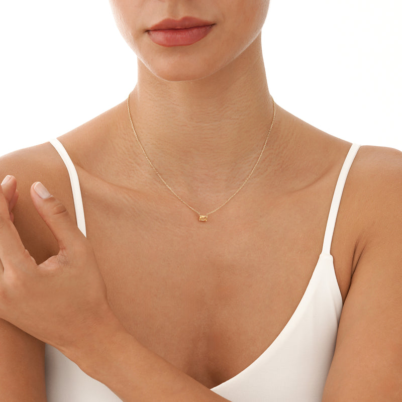 Emerald Cut Yellow Sapphire Necklace, Lexa