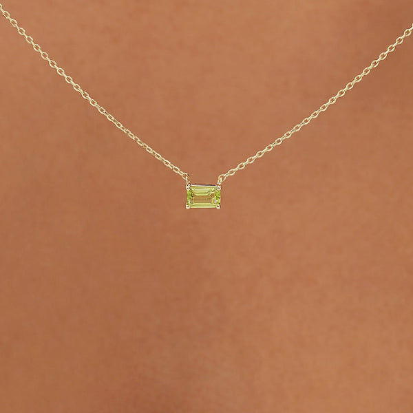Emerald Cut Peridot Necklace, Lexa