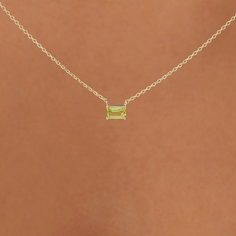 Emerald Cut Peridot Necklace, Lexa