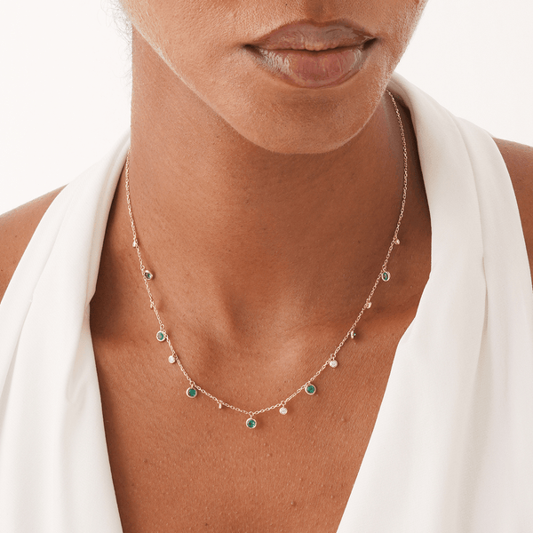 Lab Diamond and Emerald Dangle Necklace, Nyelith