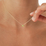 Solid Gold Peridot Oval Necklace, Loa