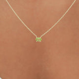 Solid Gold Peridot Oval Necklace, Loa