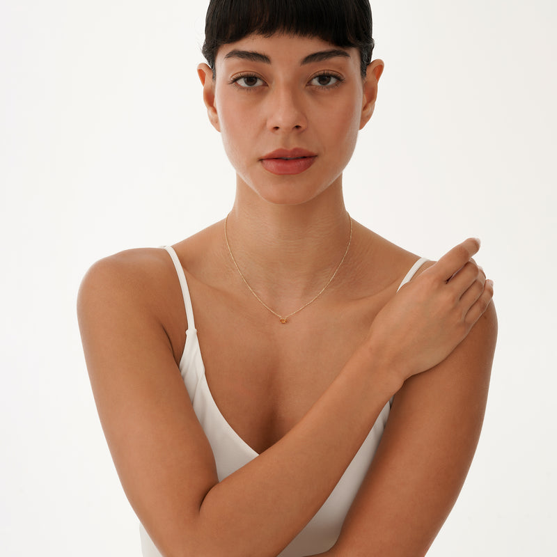 Solid Gold Citrine Oval Necklace, Loa