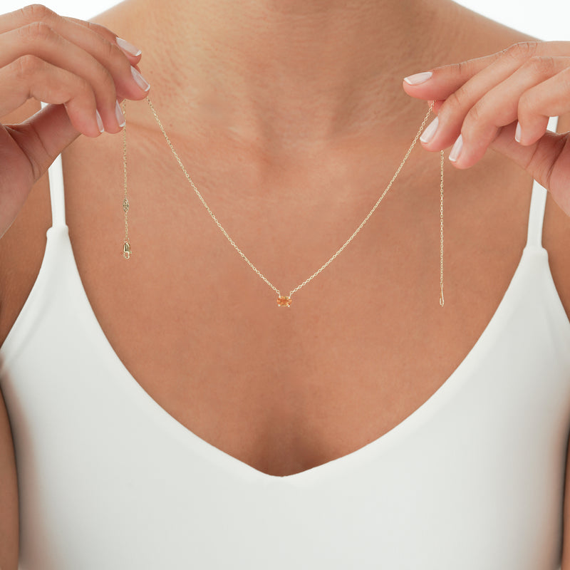 Solid Gold Citrine Oval Necklace, Loa