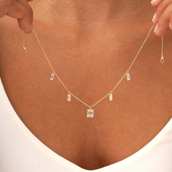 Baguette Diamond Dangle Necklace, Roux