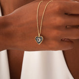 Black Diamond Initial Heart Charm, Aluinne