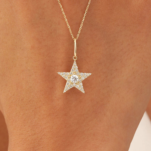 Lab Grown Diamond Pave Star Pendant, Oraleia