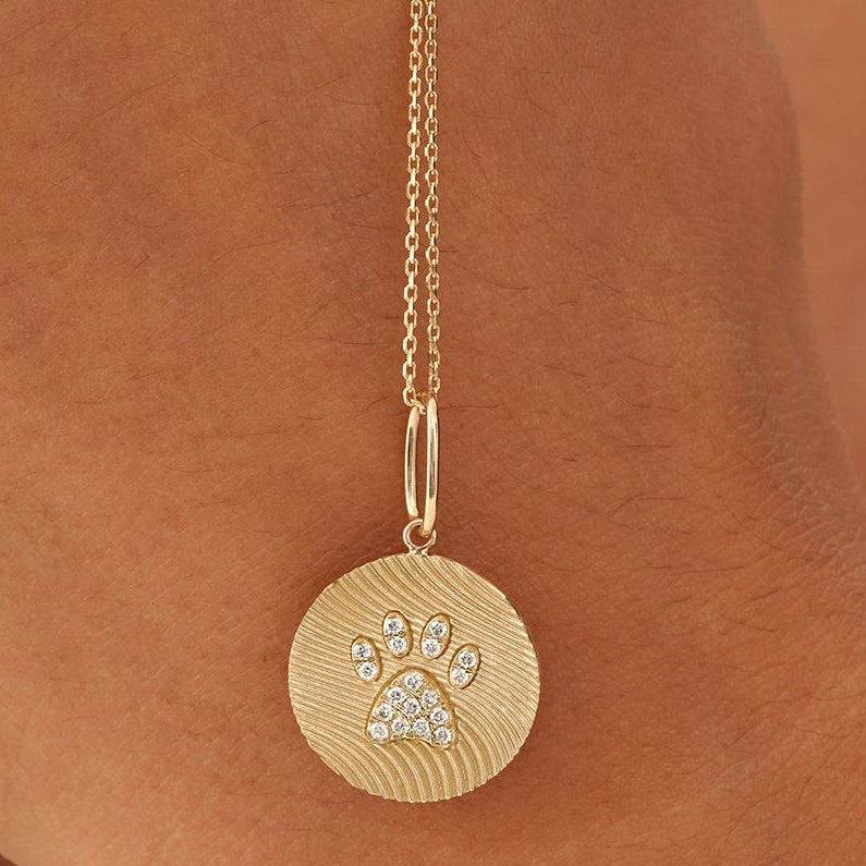 Solid Gold Dog Paw Charm, Zirelia