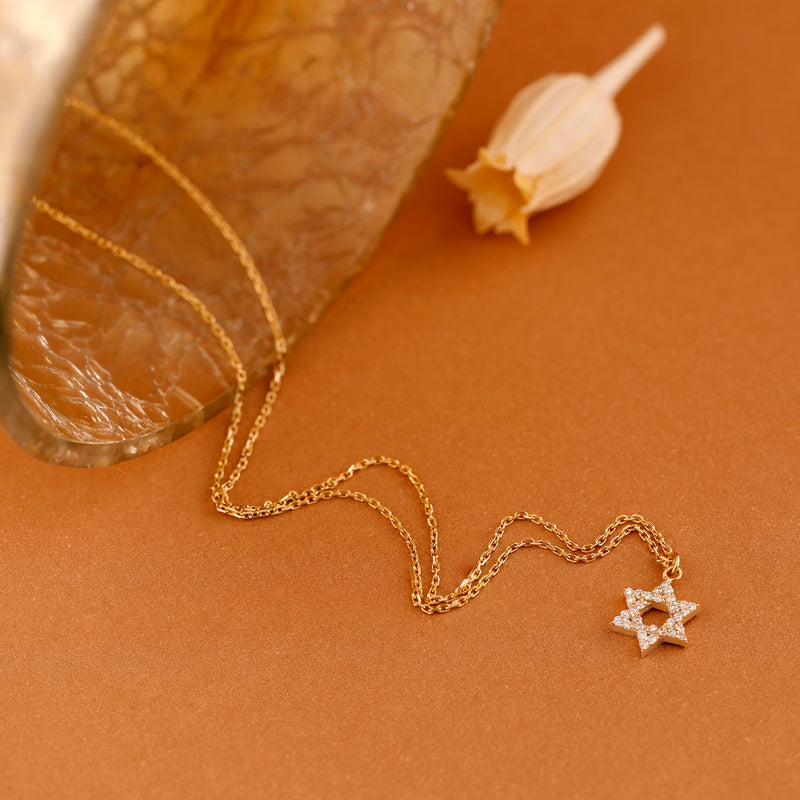 Dainty Star of David Charm Necklace, Bia
