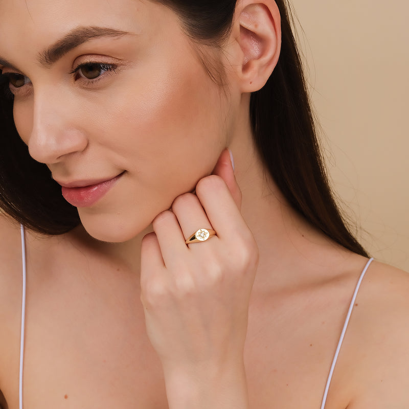 ethically sourced natural white diamond and gold band