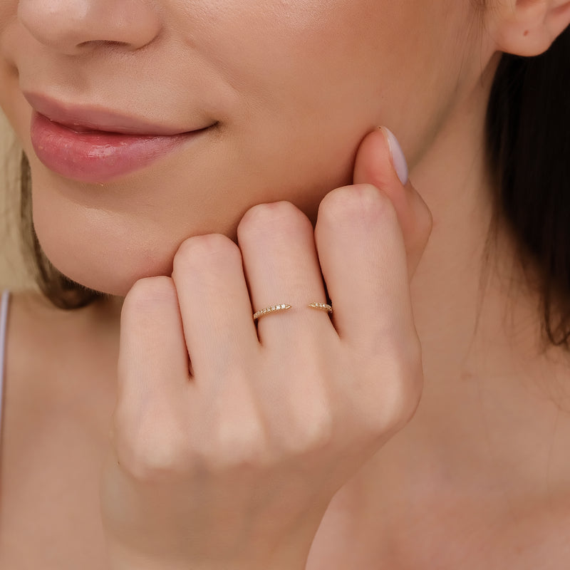solid gold natural diamond open ring