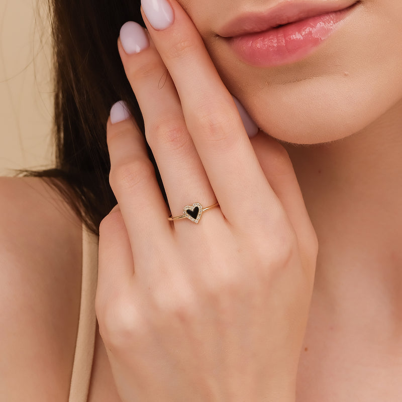 april birthstone diamond framed heart ring