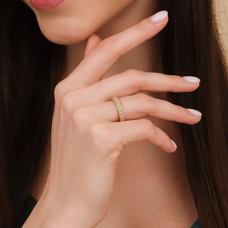 Rope Texture Diamond Wedding Band